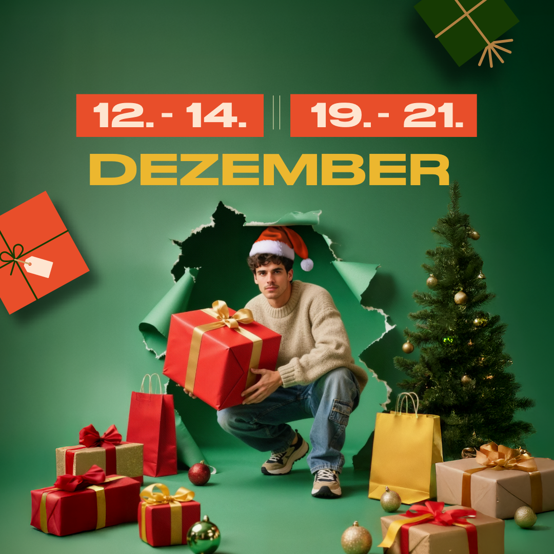 Mann, der ein Geschenk hält